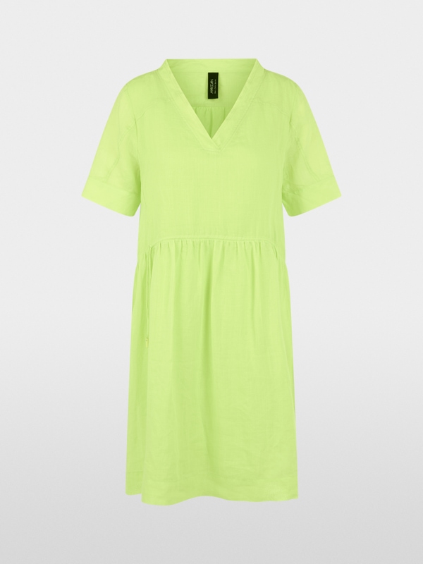 Robe à manches courtes en ramie avec franges