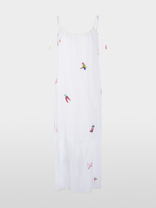 Sleeveless midi dress with embroidery