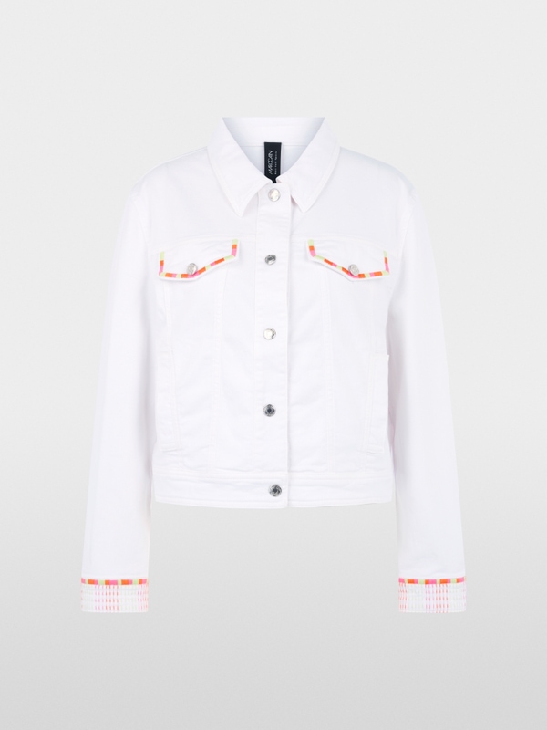 Veste en jean avec broderies colorées