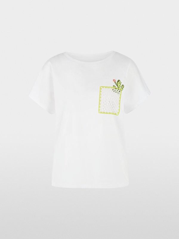 Cactus print and chest pocket T-shirt