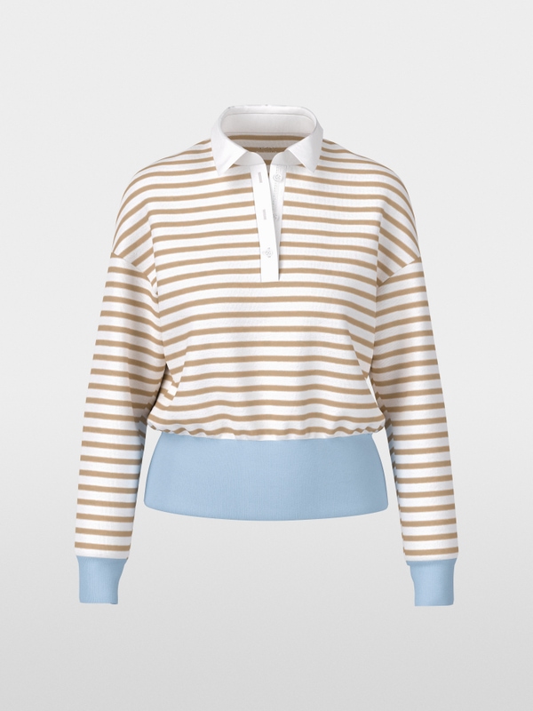 Striped polo shirt in stretch cotton
