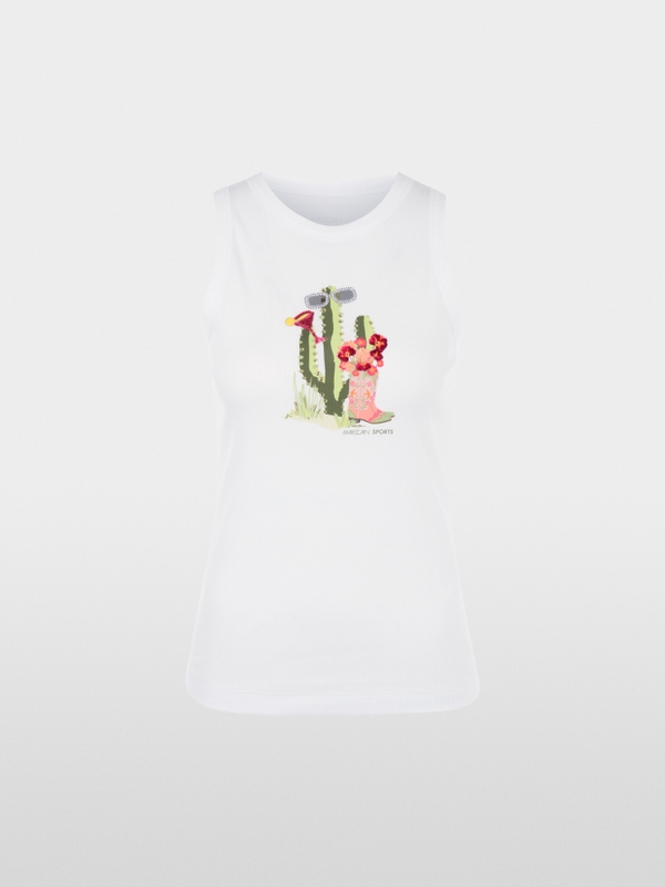 Ripp-Top mit Kaktus-Print | marc-cain.com/de