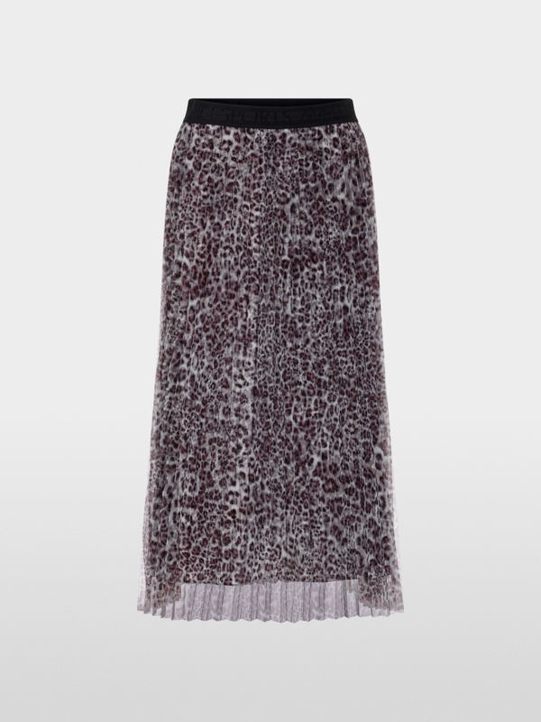 Pleated skirt with leopard print