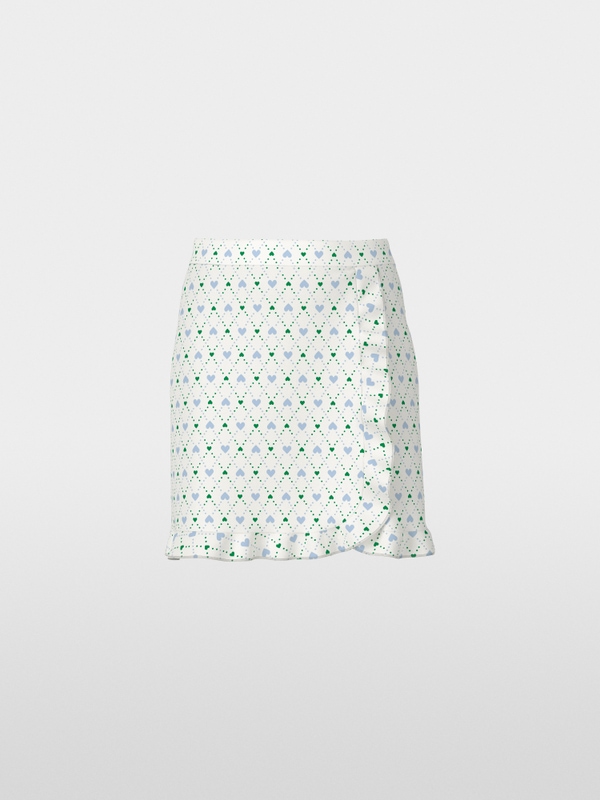 Heart print skirt in scuba jersey