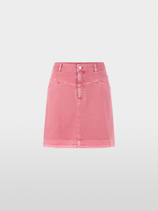 Mini denim skirt with open hem