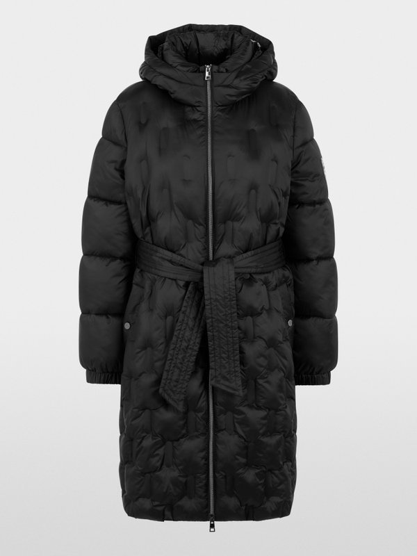 Padded coat with waist belt