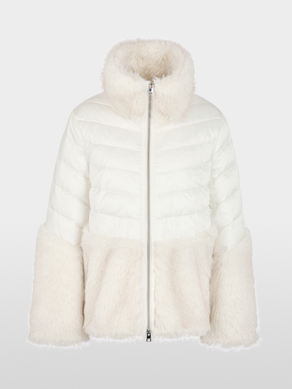 Quilted jacket with faux fur