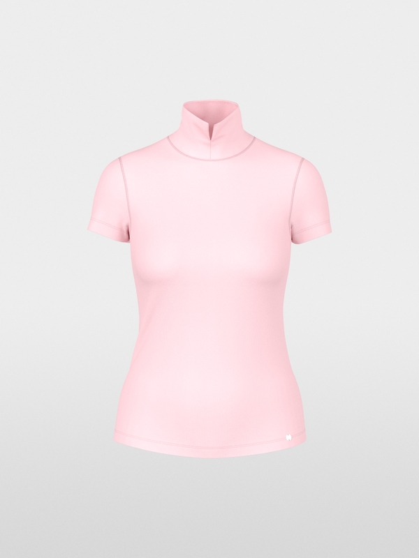 Stretch cotton shirt with raised collar