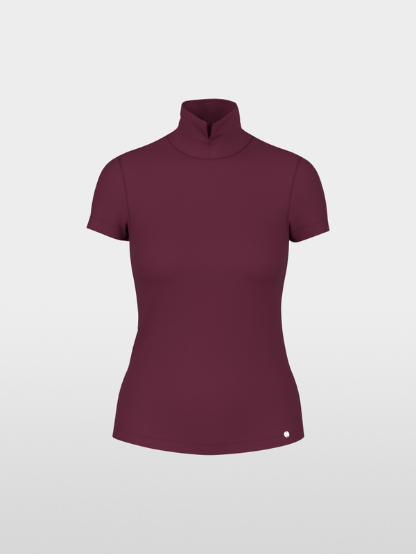 Stretch cotton shirt with raised collar