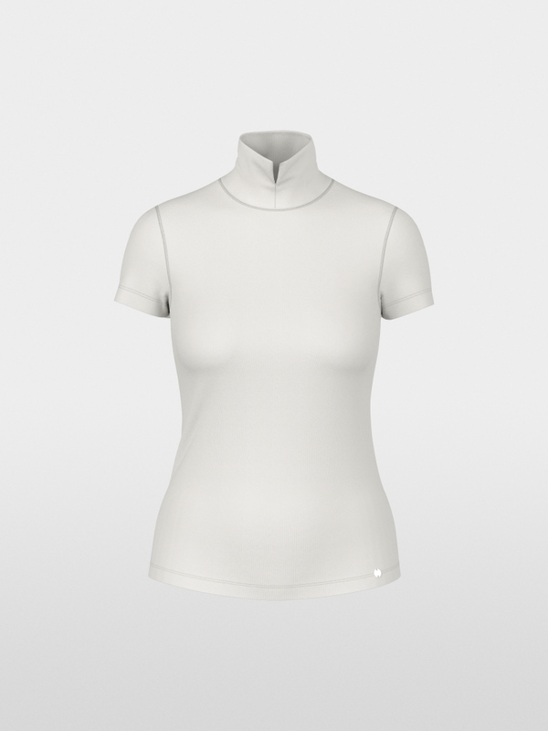 Stretch cotton shirt with raised collar