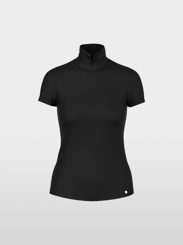 Stretch cotton shirt with raised collar