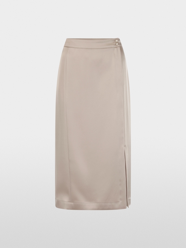 Flowing satin midi skirt