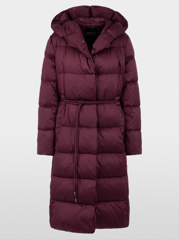 Manteau long en duvet à capuche
