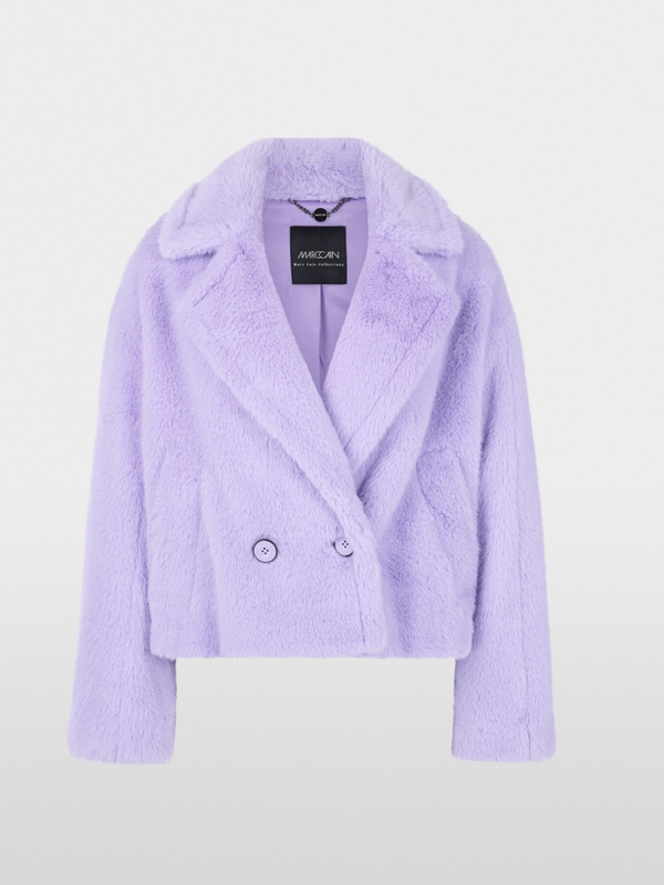 Short faux fur outdoor coat