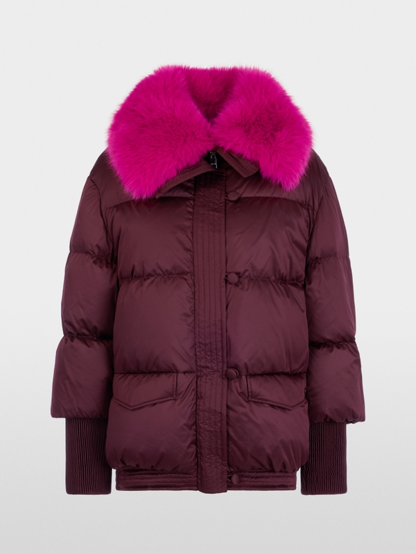 Quilted jacket with fur collar