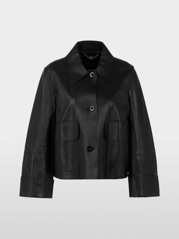 Cropped leather jacket