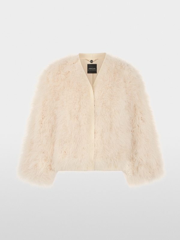 Short jacket with feathers