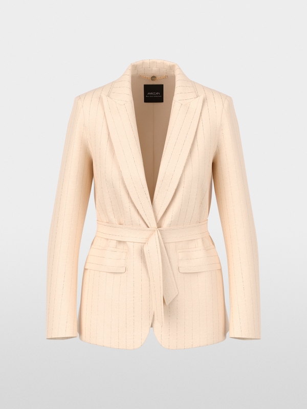 Pinstriped blazer with tie belt