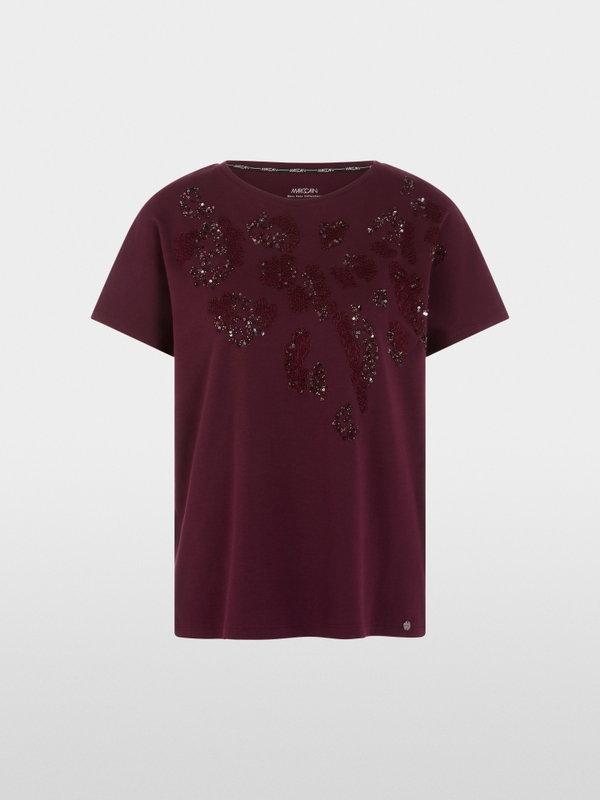 T-shirt with sequinned embroidery