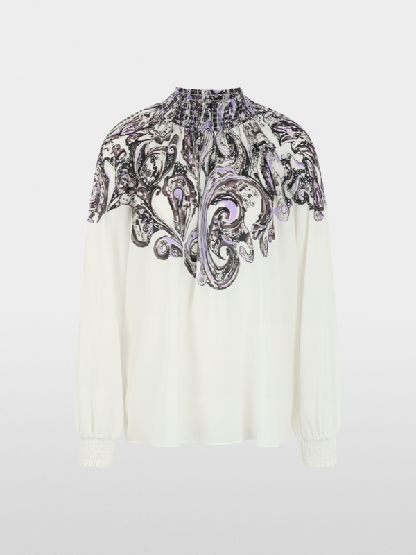 High-necked blouse with print