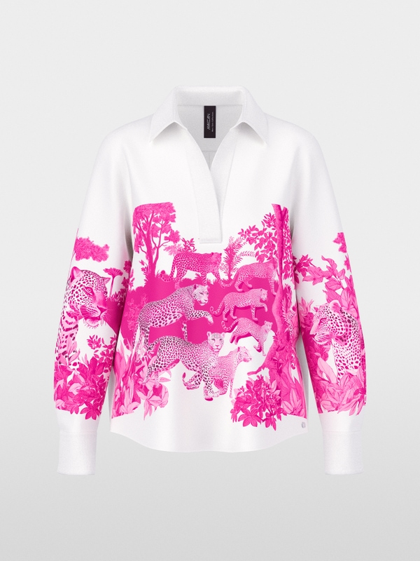 Blouse with graphic leopard print