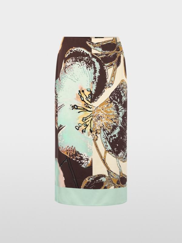 Calf-length printed skirt