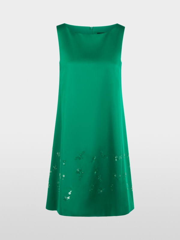 Satin dress with sequin trim
