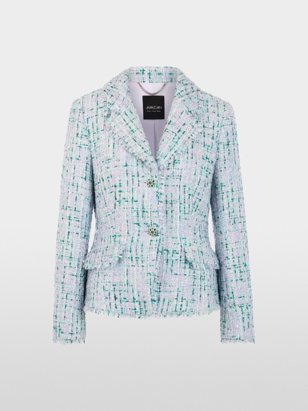 Blazer with rhinestones and frayed hem