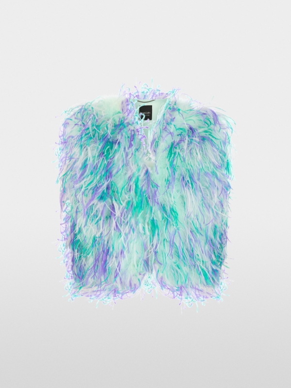 Gilet avec plumes d'autruche