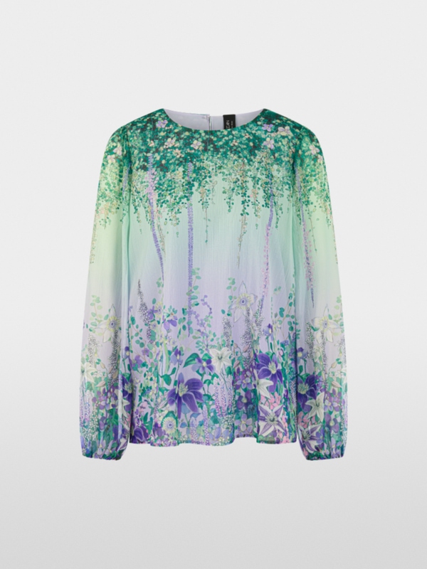 Tunic blouse with elasticated cuffs