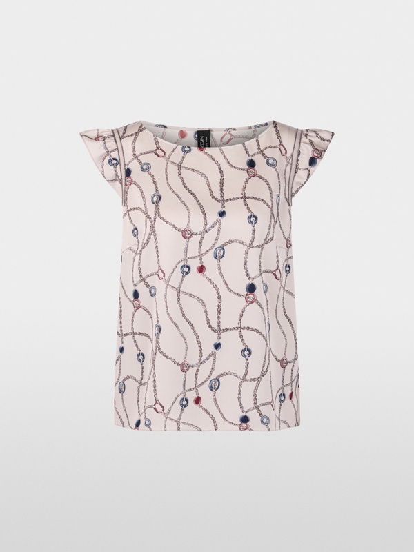 Cap sleeve top with chain print