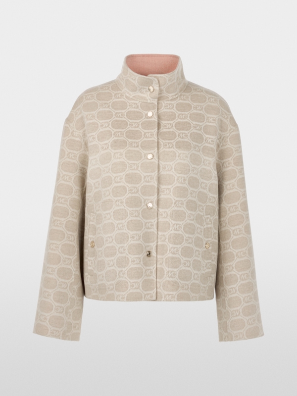 Veste réversible en laine mélangée avec imprimé logo en chaîne