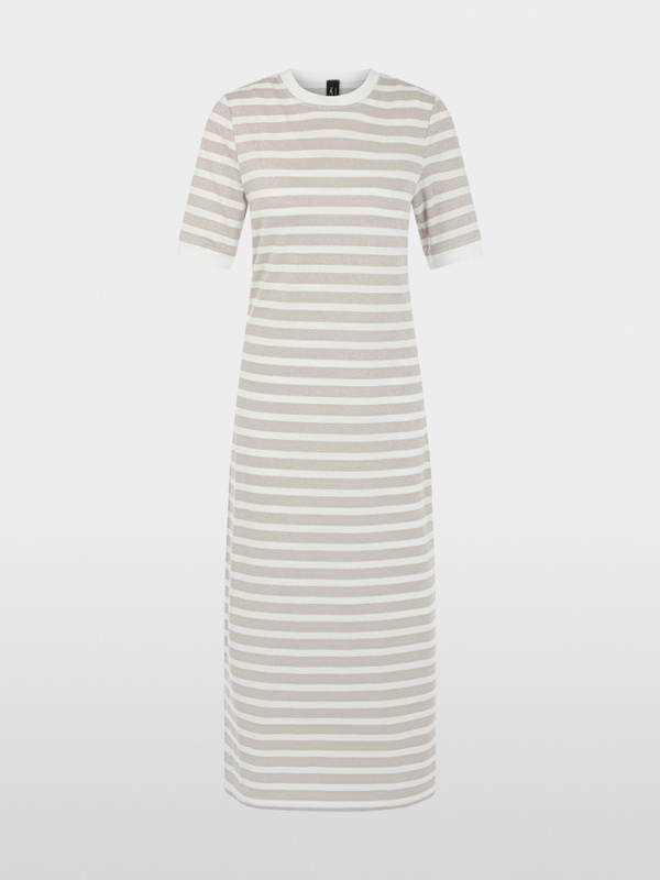 Robe double épaisseur à rayures en lurex