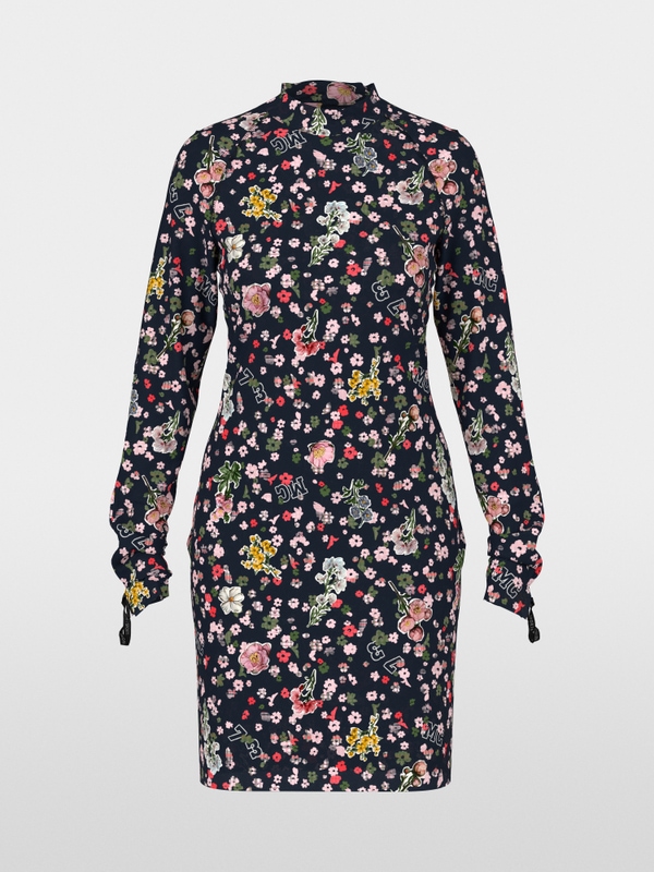 Robe à col roulé avec imprimé intégral