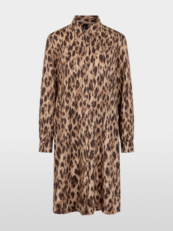 Shirt-style dress with leopard print