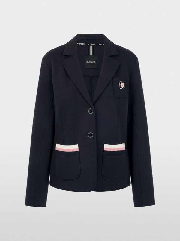 Blazer à col à revers et patch floral