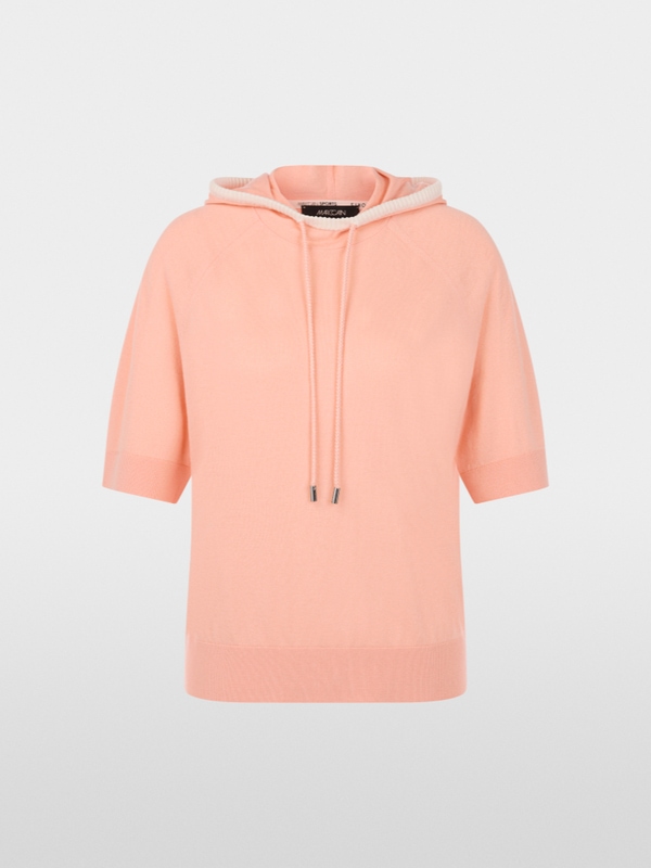 Fine-knit hoodie with contrast details