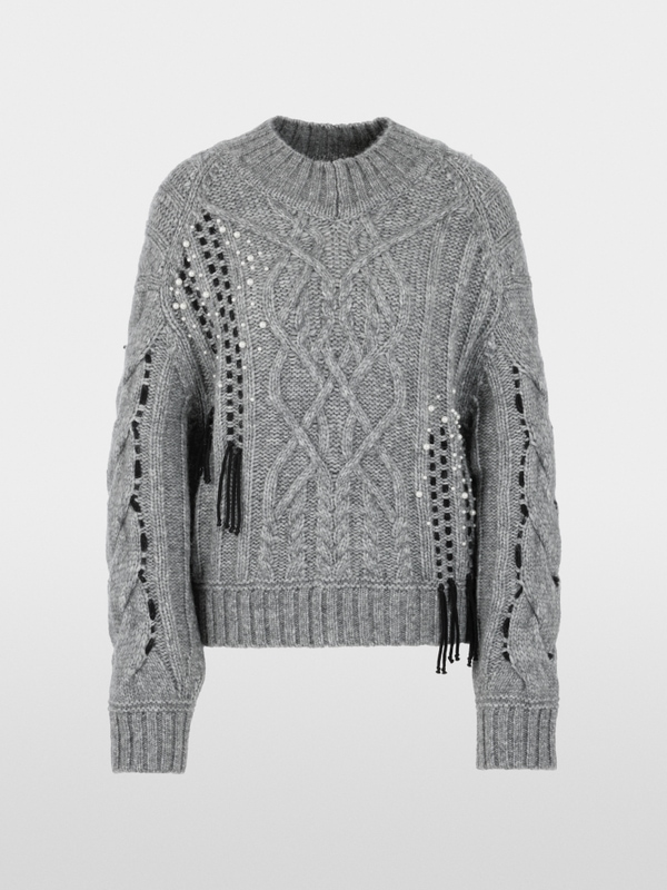 Cable-knit jumper with details