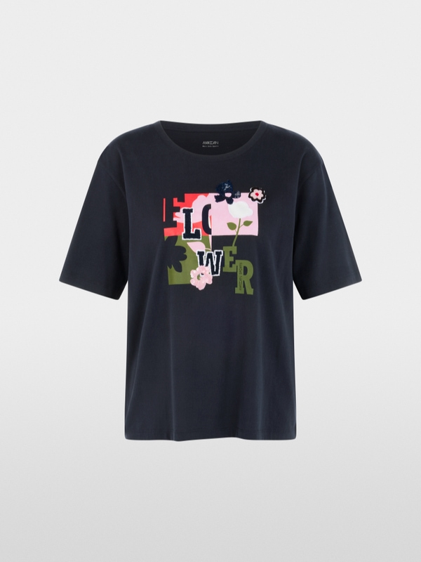 T-shirt imprimé à paillettes