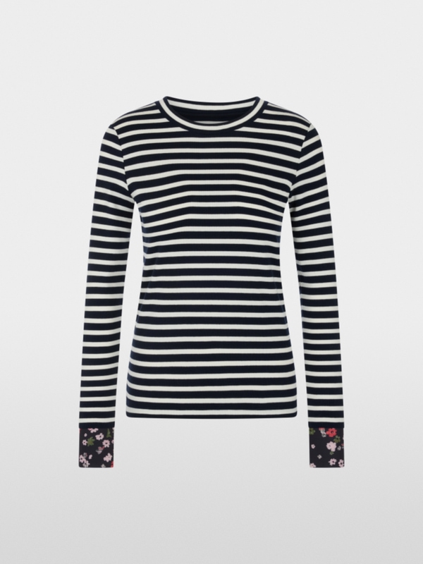 Long-sleeved shirt with striped look