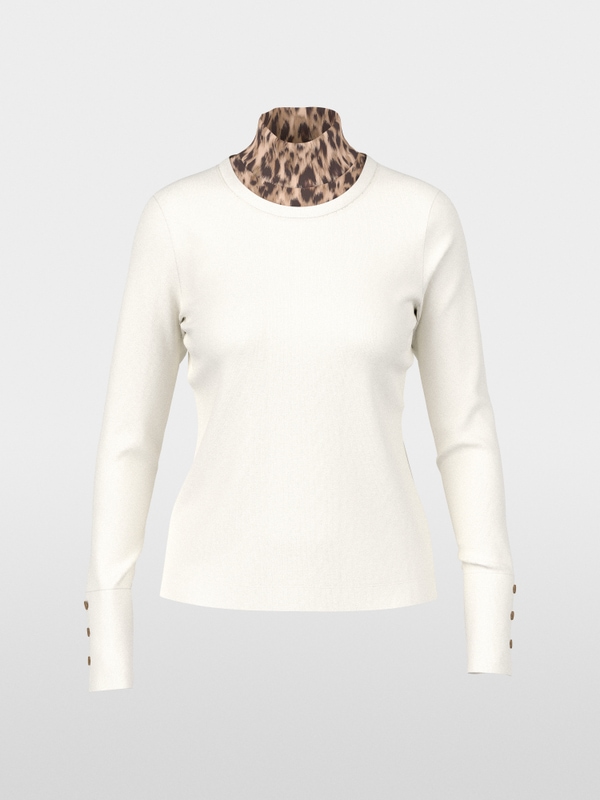 Long-sleeve top with leo-print roll neck