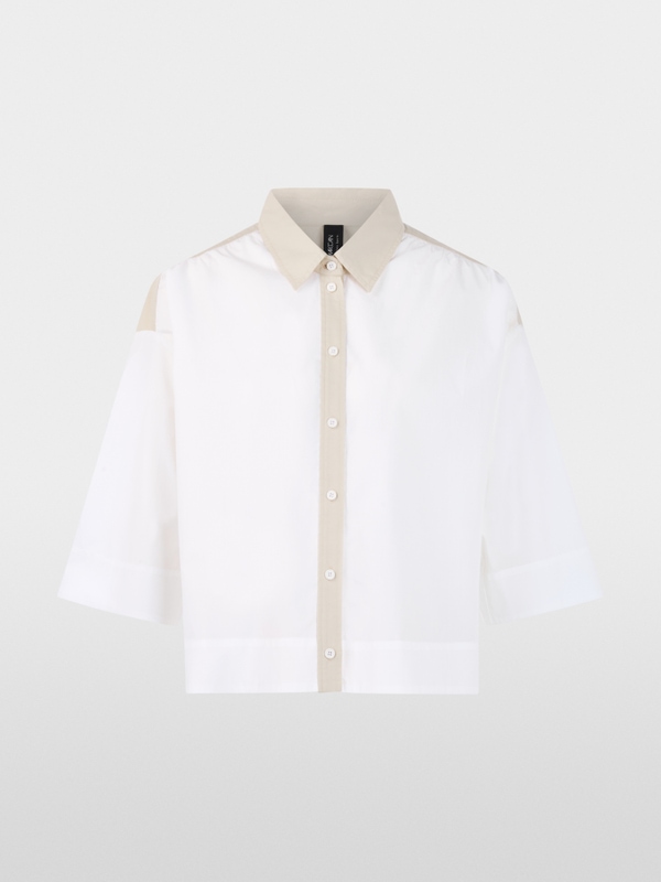 Blouse courte en coton avec détails contrastés