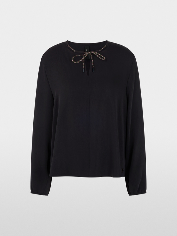 Long-sleeve blouse with drawstring