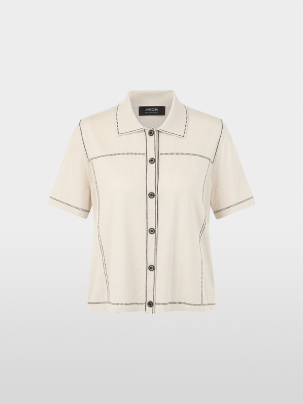 Polo en maille fine mélange laine