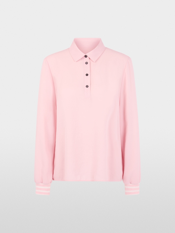 Blouse with polo collar and flounce