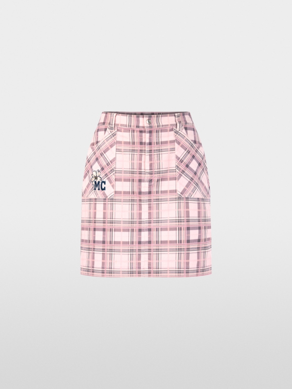 Delicate check & embroidery cord skirt