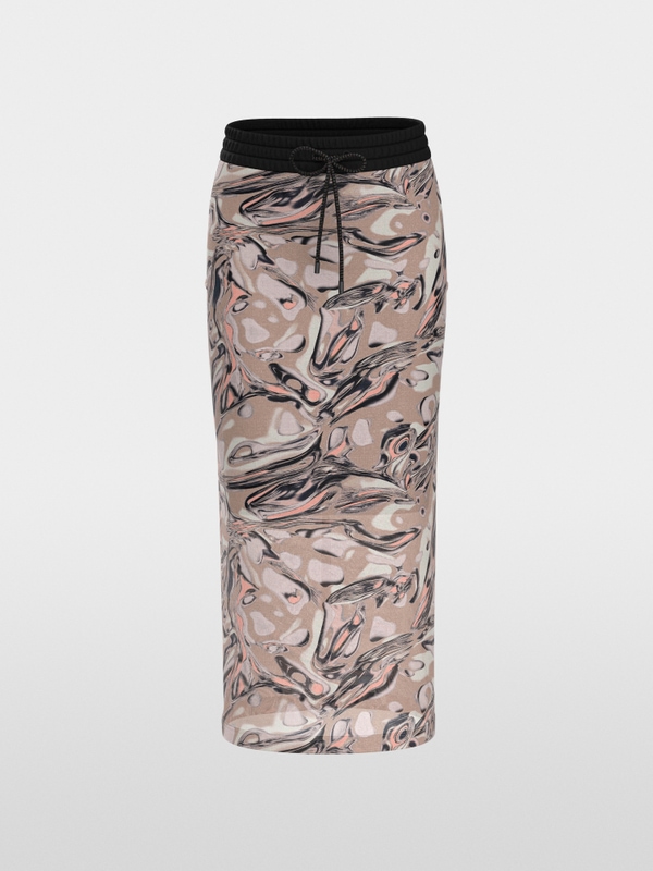 Calf-length printed skirt