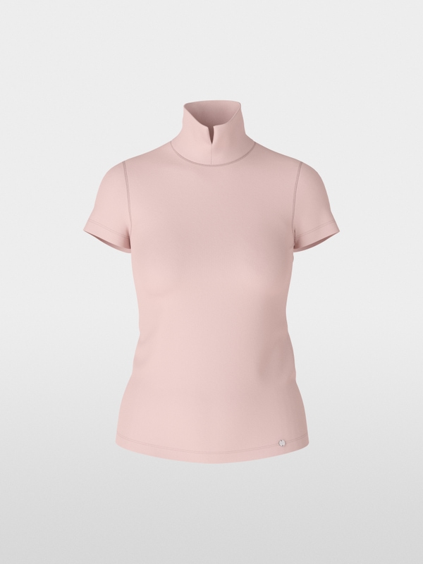 T-shirt with slit mock neck