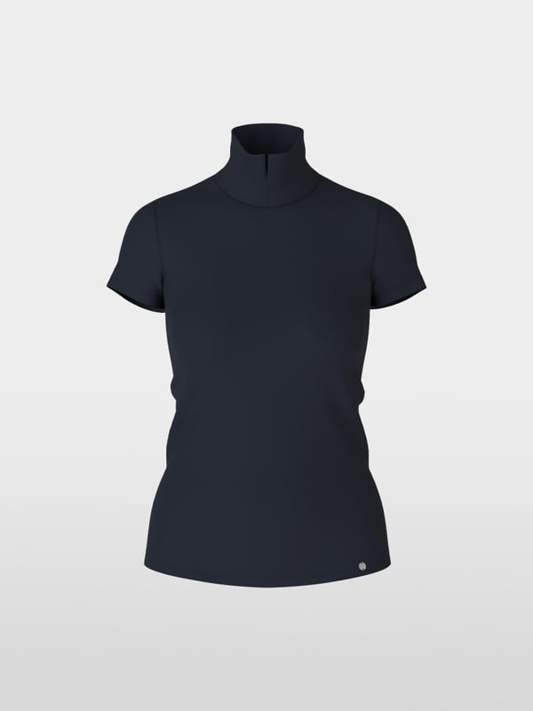 T-shirt with slit mock neck
