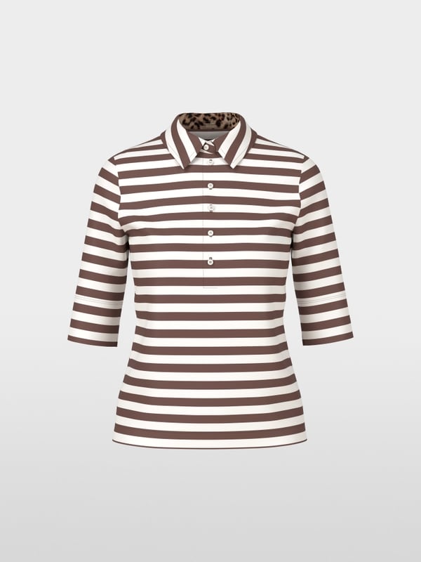 Gestreepte polo met 3/4 mouwen
